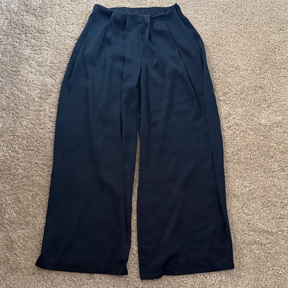 Future Collective Elegant Navy Blue Wide-Leg Pants